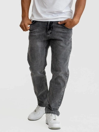 Spodnie męskie Jeans Jigga Wear Mini Haft Logo Washed sprane czarne