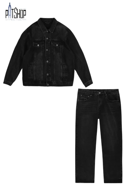 Komplet męski jeansowy Prosto Civil/Bunker czarny