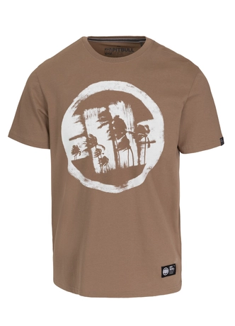 Koszulka męska T-Shirt Pit Bull Pitbull Logo Palms brązowa