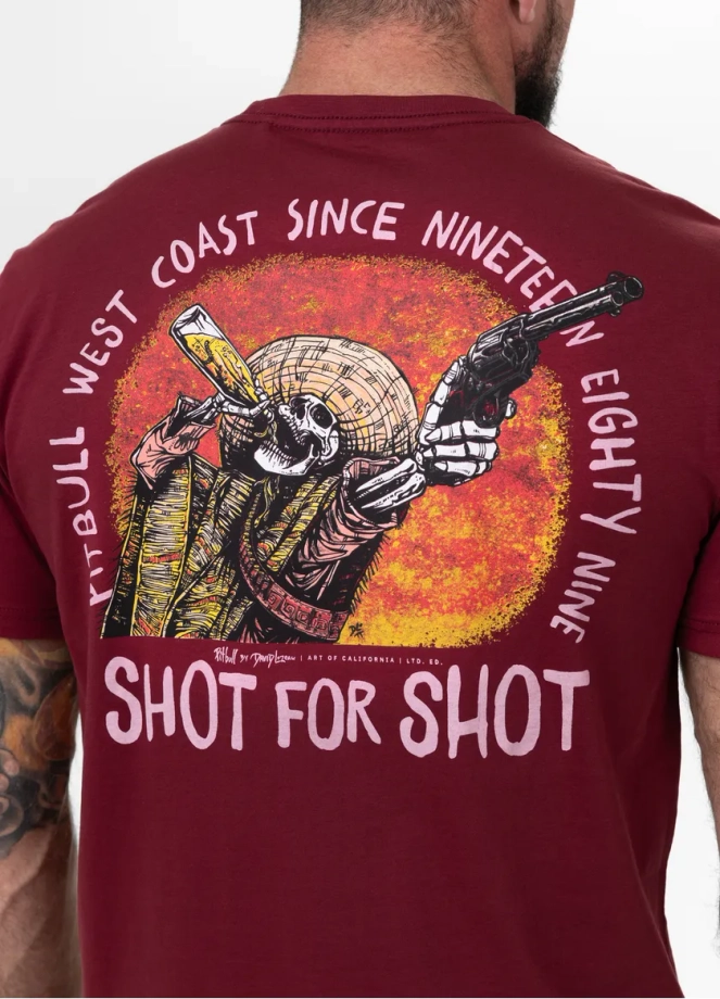 Koszulka męska T-Shirt Pit Bull Pitbull Shot For Shot bordowa