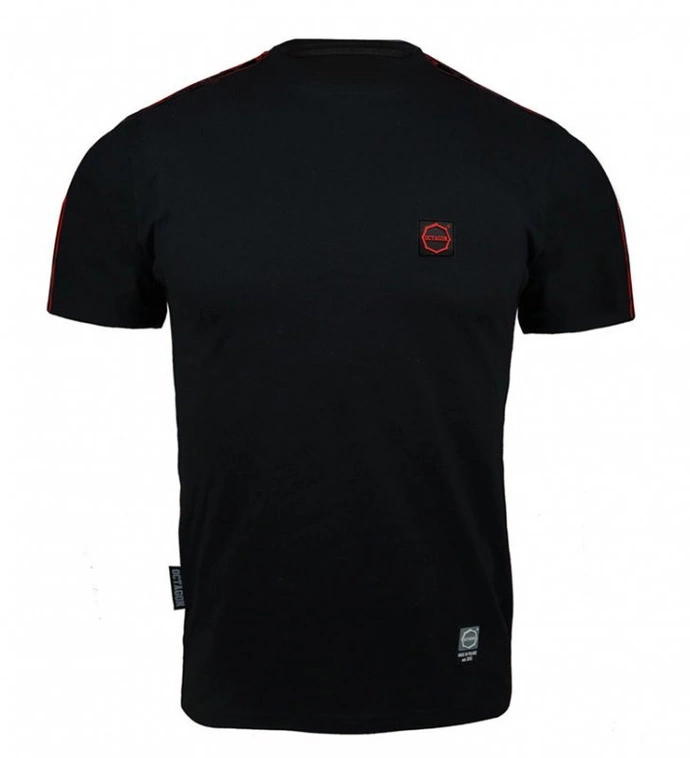 Koszulka męska T-shirt męski Octagon Stripe czarna/czerwona