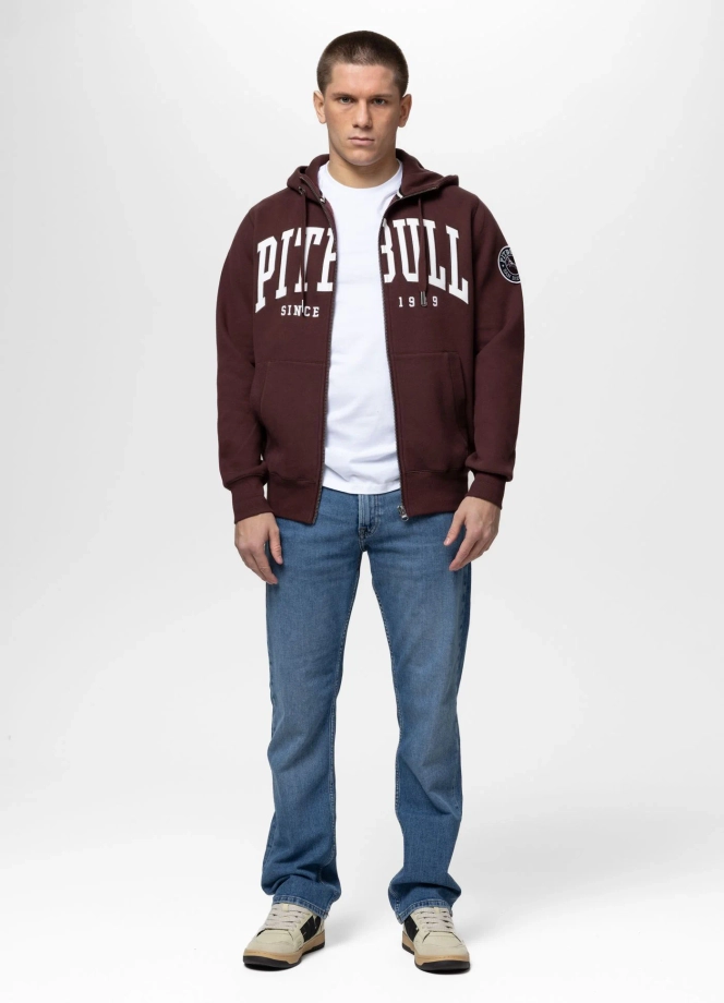 Bluza męska rozpinana z kapturem Pit Bull Norton ciemno bordowa
