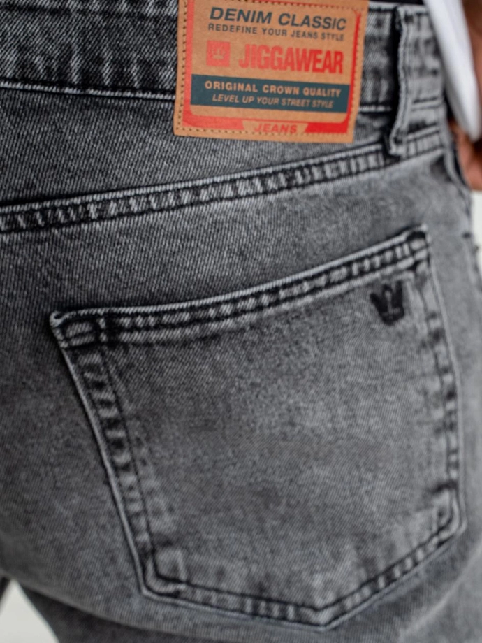 Spodnie męskie Jeans Jigga Wear Mini Haft Logo szare