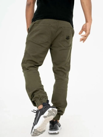 Spodnie Materiałowe męskie Jogger Jigga Wear Crown zielone/czarne