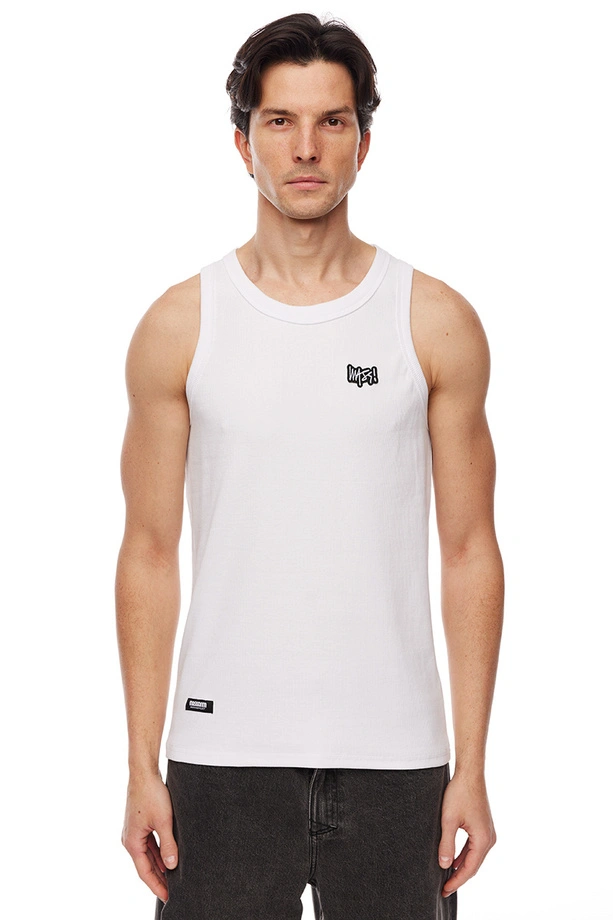 Koszulka męska Tank Top Mass Dnm Signature Patch biała