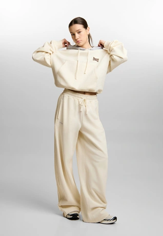 Bluza damska z kapturem oversize Prosto Baloon kremowa