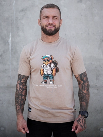 Koszulka męska t-shirt Środowisko Miejskie All time on tour Bear beżowa