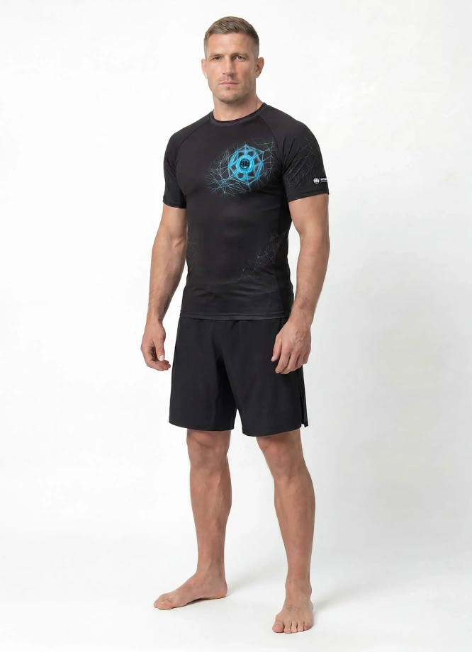 Koszulka męska rashguard Pitbull Ray czarna/niebieska