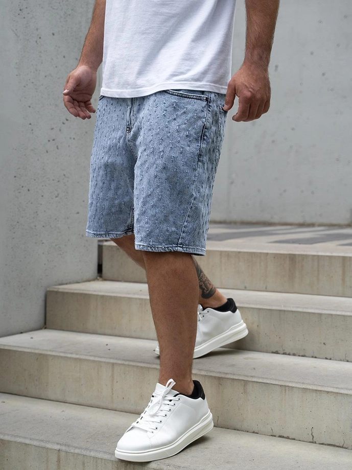 Spodenki szorty męskie jeans Jigga Wear Small Outline Crown Dots jasne niebieskie