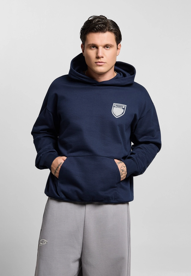 Bluza męska z kapturem oversize Prosto Splash Shield granatowa