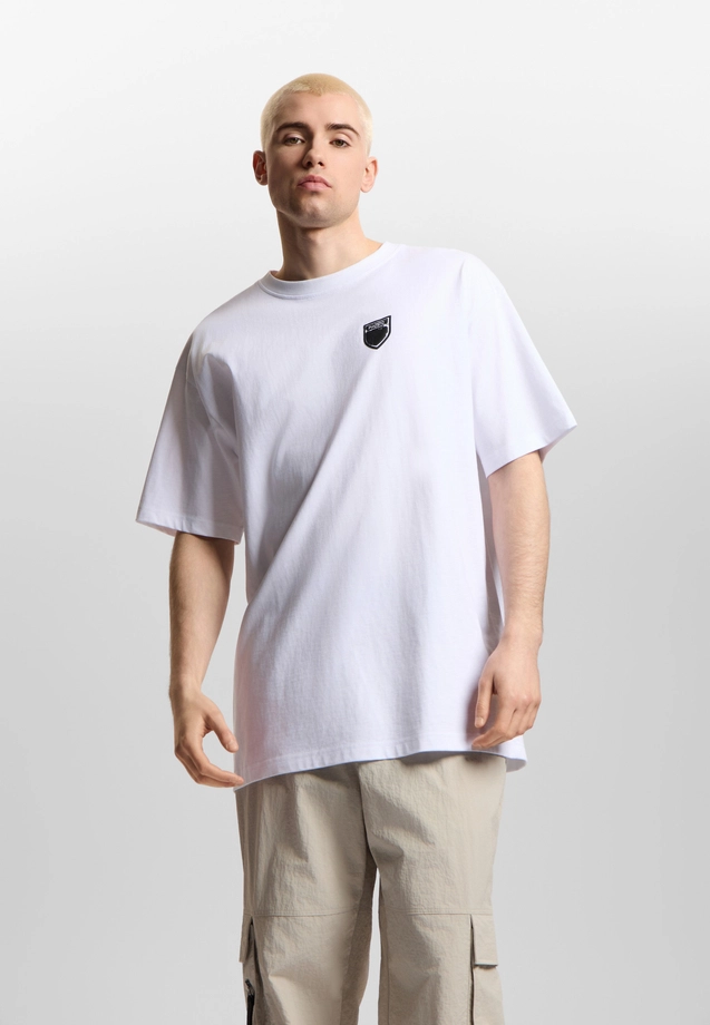 Koszulka męska t-shirt oversize Prosto Splash Shield biała