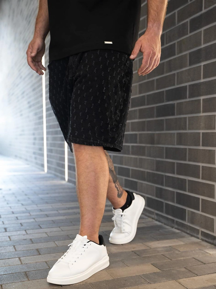 Spodenki szorty męskie jeans Jigga Wear Small Outline Crown Dots czarne