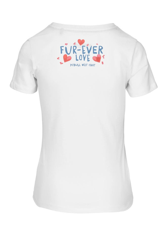 Koszulka damska T-shirt Pit Bull Fur-Ever Love biała