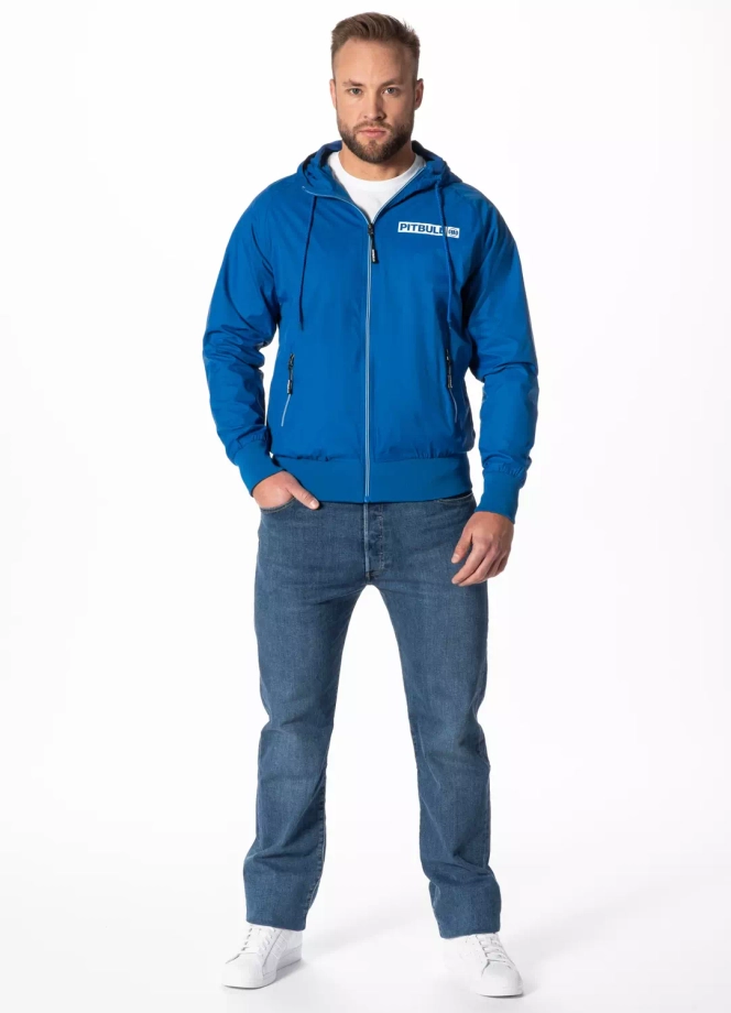 Kurtka męska wiosenna przejściowa Pit Bull Athletic Logo Nylon Jacket wiatrówka niebieska