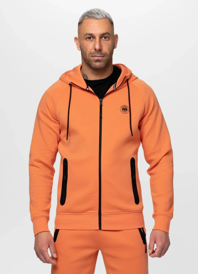 Bluza męska rozpinana z kapturem Pit Bull Dogwood fluo pomarańczowa