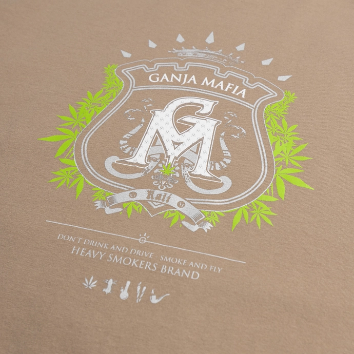 Koszulka męska T-shirt Ganja Mafia Herb beżowa