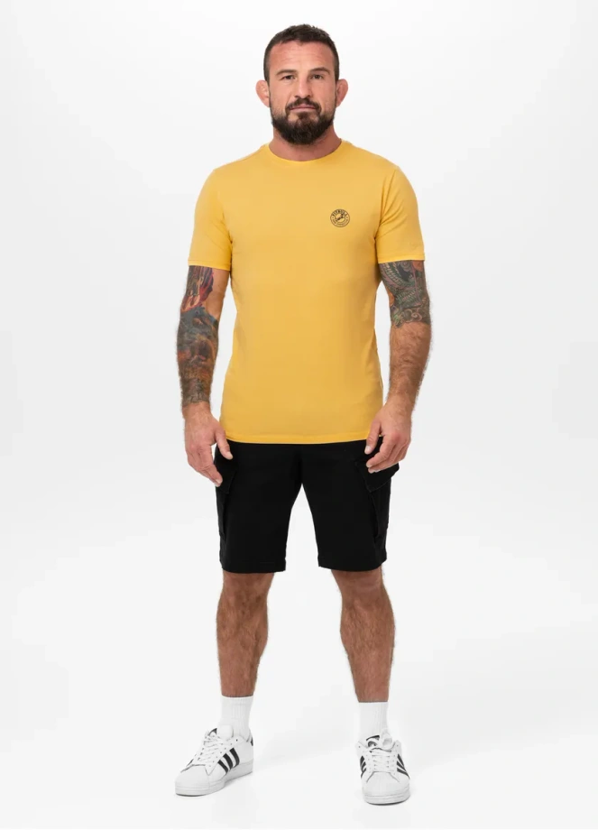 Koszulka męska T-Shirt Pit Bull Pitbull San Diego CA Small Logo Slim Fit żółta