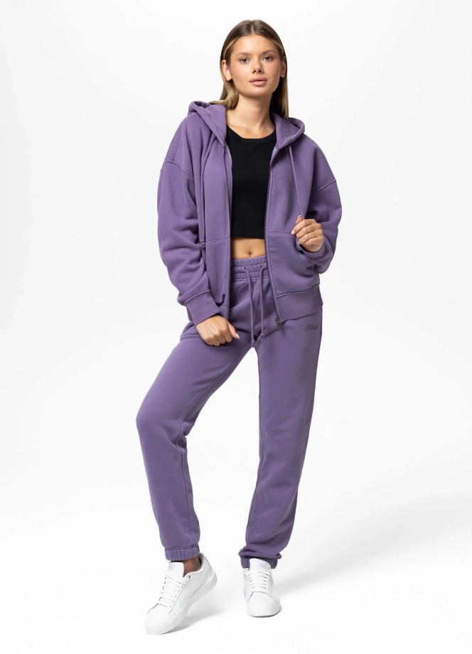 Bluza damska z kapturem ZIP Pitbull Washed Lovia fioletowa