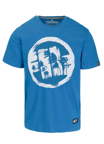 Koszulka męska T-Shirt Pit Bull Pitbull Logo Palms niebieska