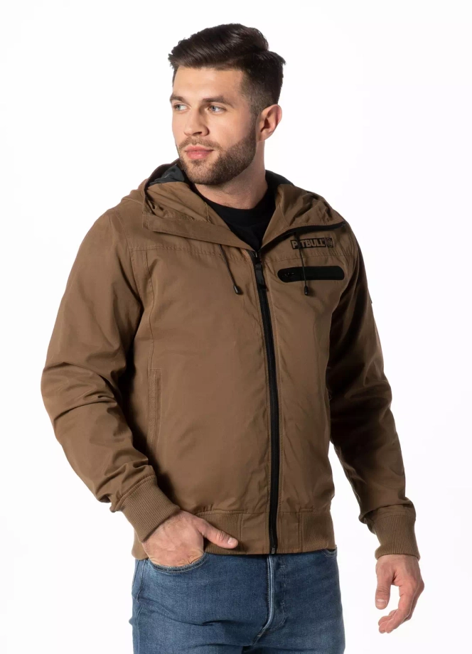 Kurtka męska przejściowa wiosenna Pit Bull Groton wiatrówka brązowa