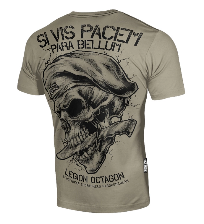 Koszulka męska T-shirt Octagon Si Vis Pacem beżowa