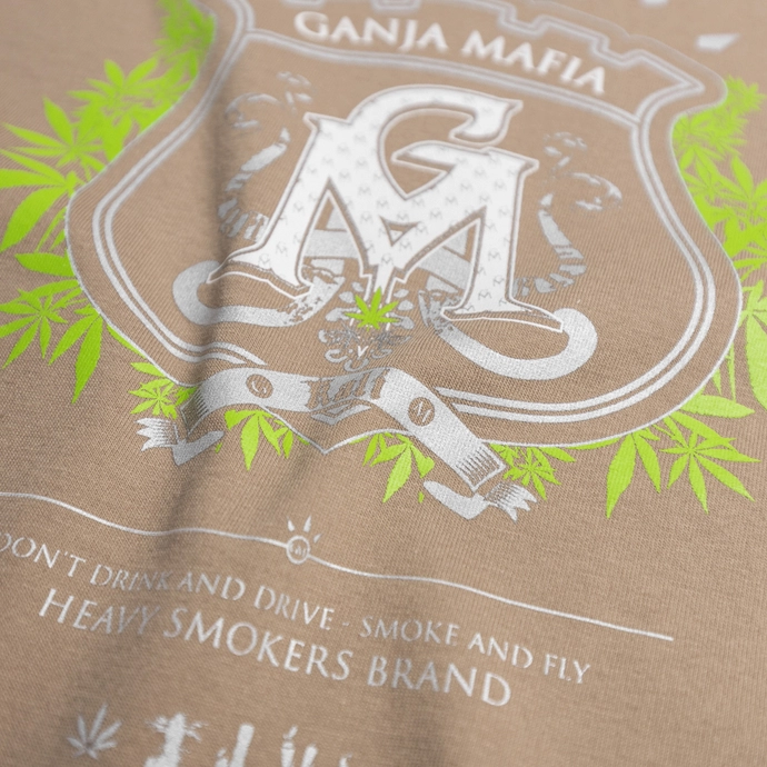 Koszulka męska T-shirt Ganja Mafia Herb beżowa
