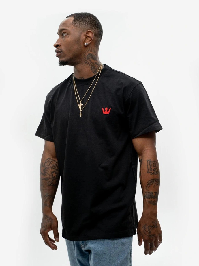 Koszulka t-shirt męski Jigga Wear Haft Simple Crown czarna