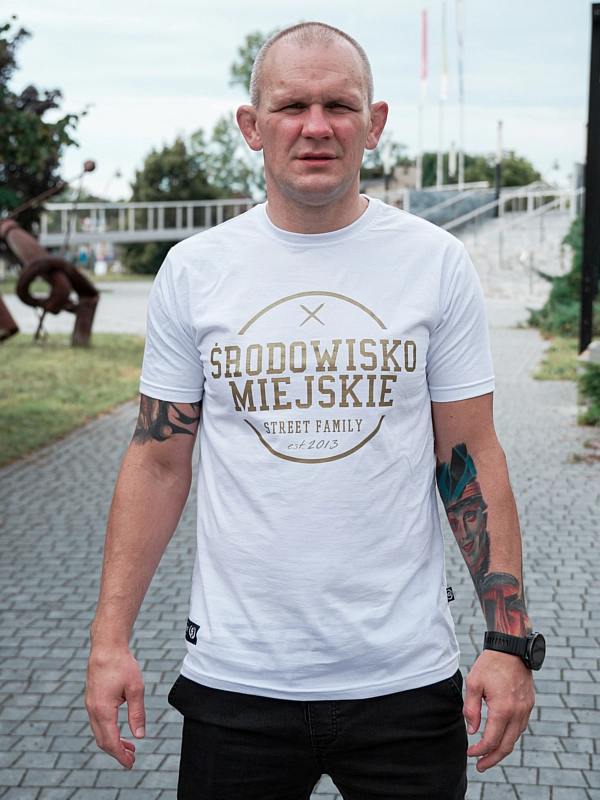 Koszulka męska t-shirt Środowisko Miejskie Theme biało/złota