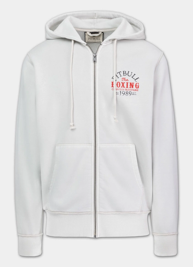 Bluza męska rozpinana z kapturem Pitbull Champion Bloodline biała