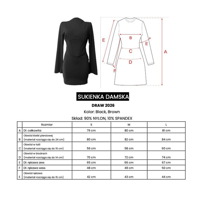 Sukienka damska Olavoga DRAW czarna