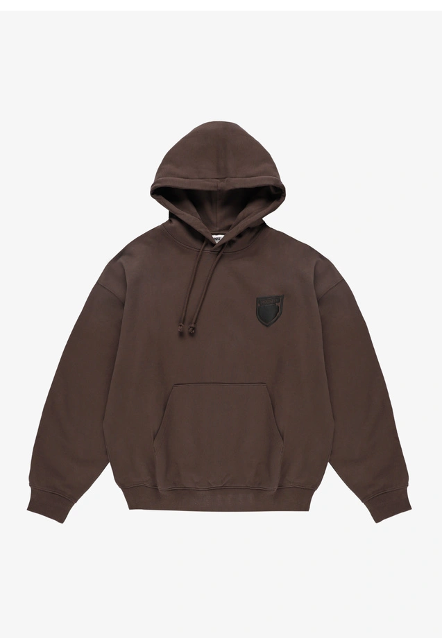 Bluza męska z kapturem oversize Prosto Splash Shield Mini brązowa