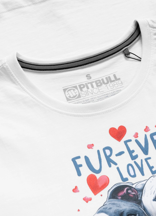 Koszulka damska T-shirt Pit Bull Fur-Ever Love biała