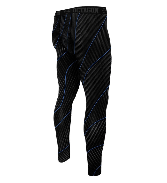 Legginsy kompresyjne męskie Octagon Voyager czarne/niebieskie