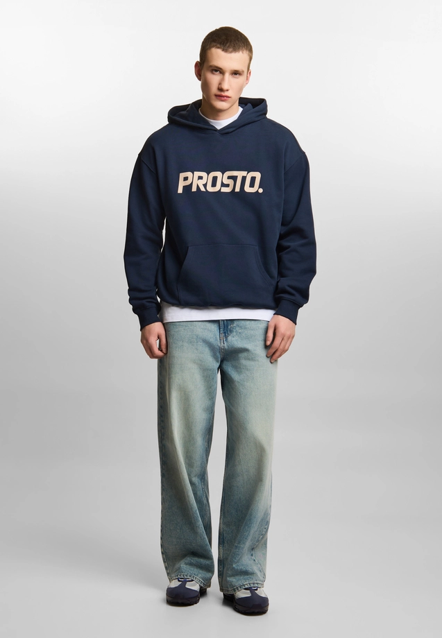 Bluza męska z kapturem streetwear Prosto Big Log granatowa