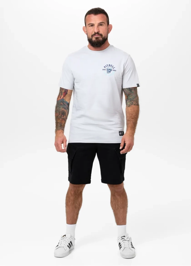 Koszulka męska T-Shirt Pit Bull Pitbull Skull Surf złamana biel