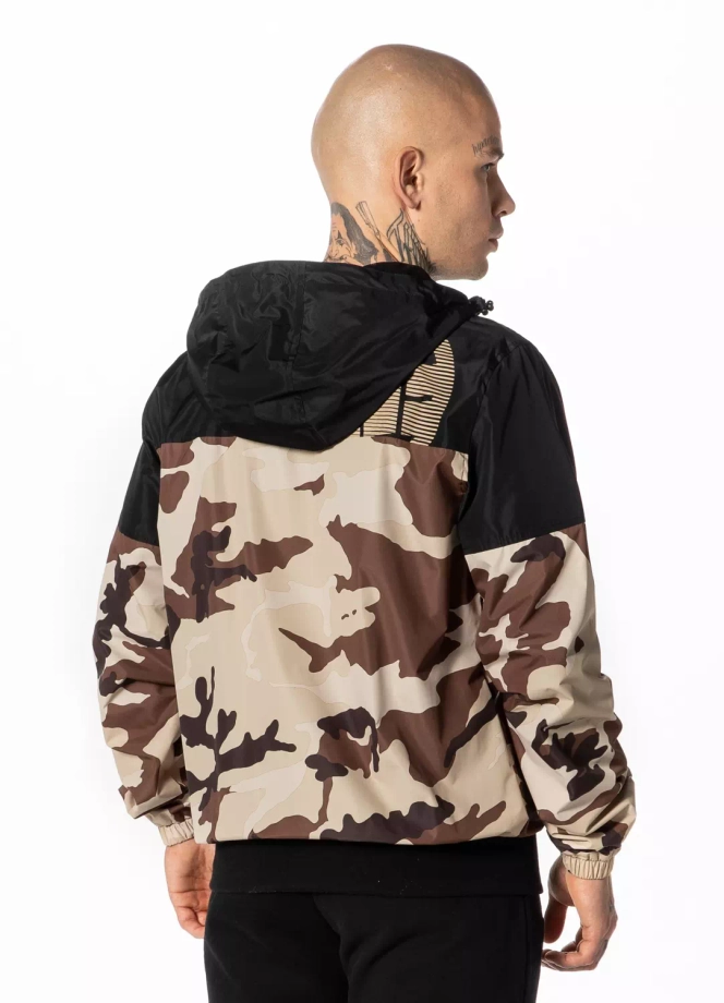Kurtka męska wiosenna przejściowa Pit Bull Horizon Windbreaker wiatrówka piaskowa camo