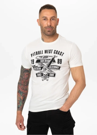 Koszulka męska T-Shirt Pit Bull Pitbull Oldschool Razor Slim Fit biała