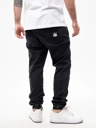 Spodnie męskie Jeans Jogger Jigga Wear Crown ciemno szare