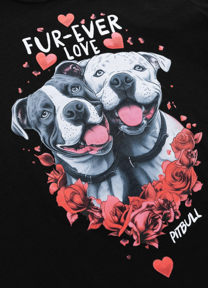 Koszulka damska T-shirt Pit Bull Fur-Ever Love czarna