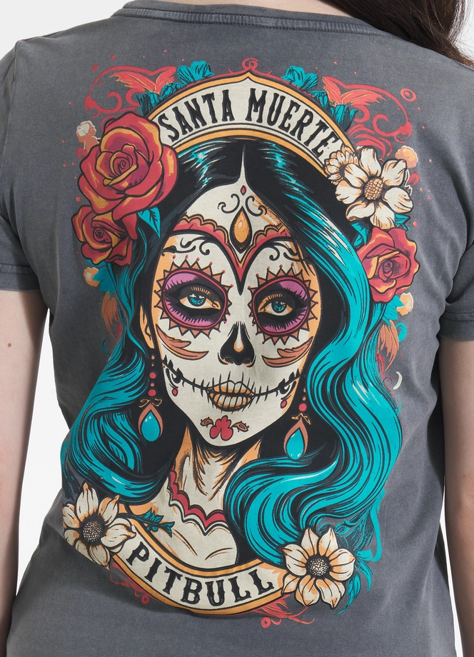 Koszulka damska T-shirt Pit Bull Santa Muerte 25 szara