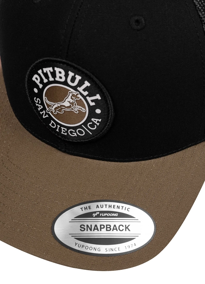 Czapka z daszkiem Snapback Trucker Pit Bull Pitbull San Diego CA czarno/brązowa