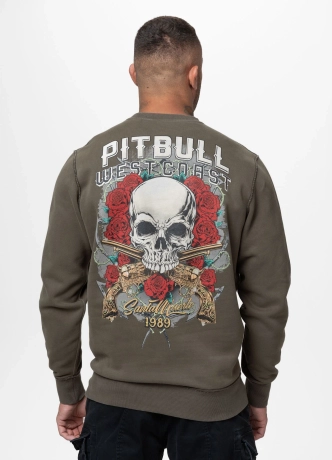 Bluza męska bez kaptura Pitbull Santa Muerte ciemna oliwka