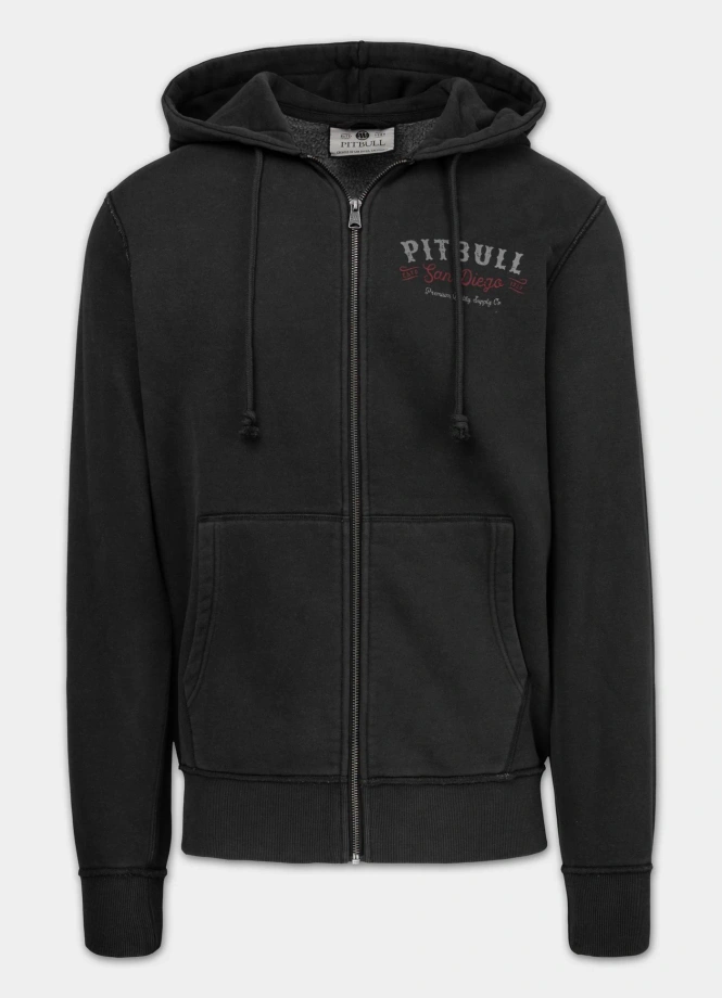 Bluza męska rozpinana z kapturem Pitbull Strenght & Respect grafitowa