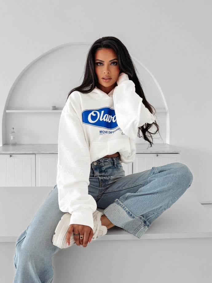 Bluza damska z kapturem Olavoga Autumn Muse ecru kremowa