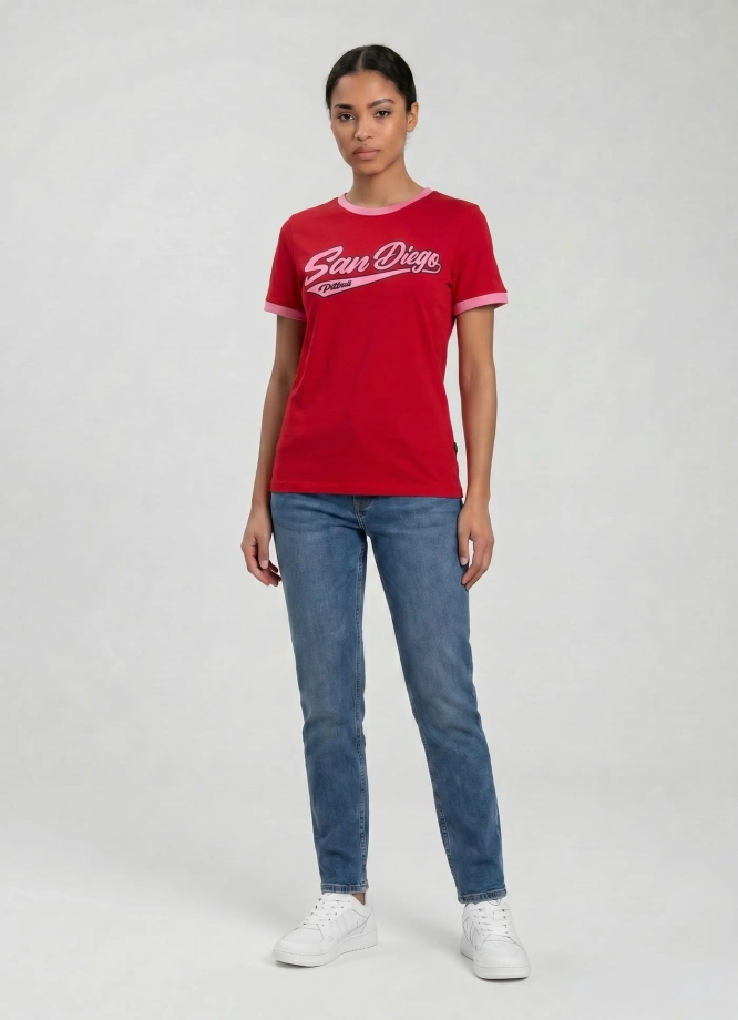 Koszulka t-shirt damska Pit Bull San Diego Angel czerwona