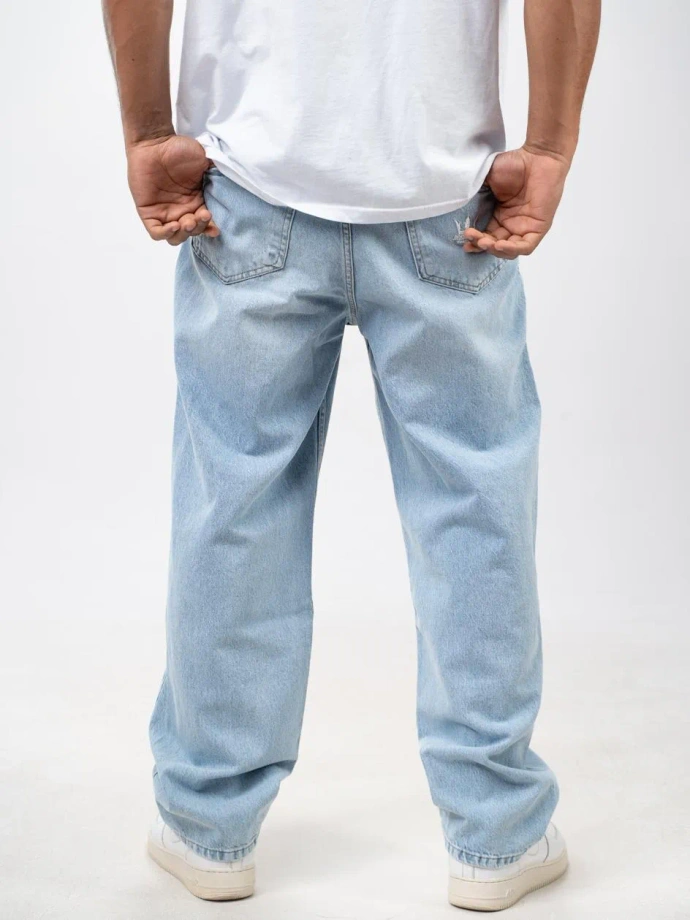 Spodnie męskie Jeans Baggy Jigga Wear Crown niebieskie