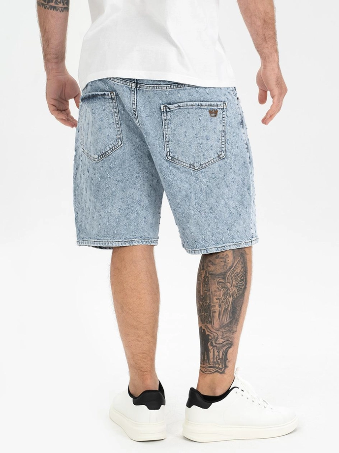 Spodenki szorty męskie jeans Jigga Wear Small Outline Crown Dots jasne niebieskie