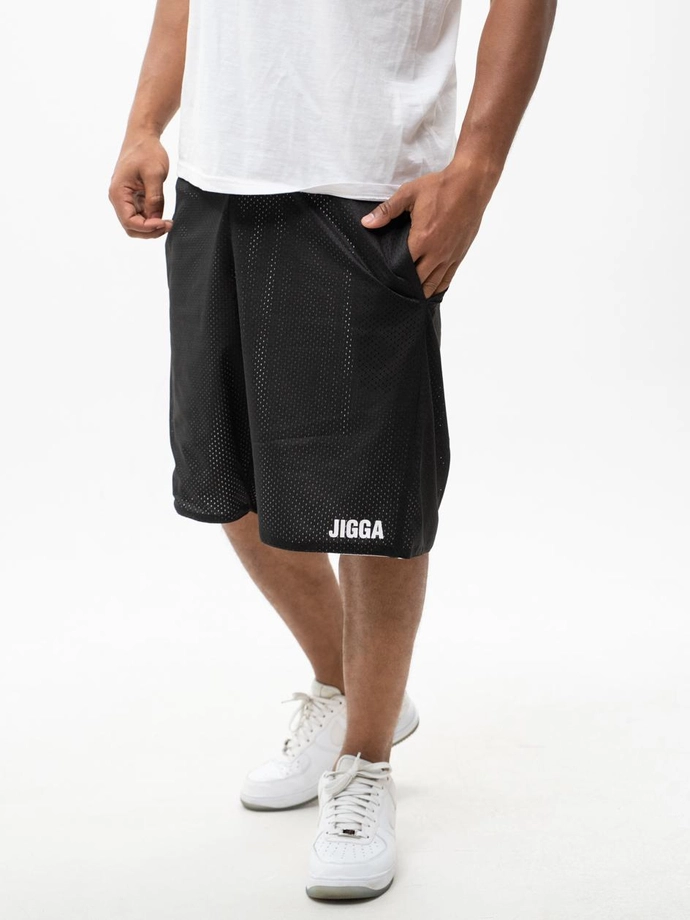 Spodenki szorty męskie dwustronne Jigga Wear Small Outline czarne/białe