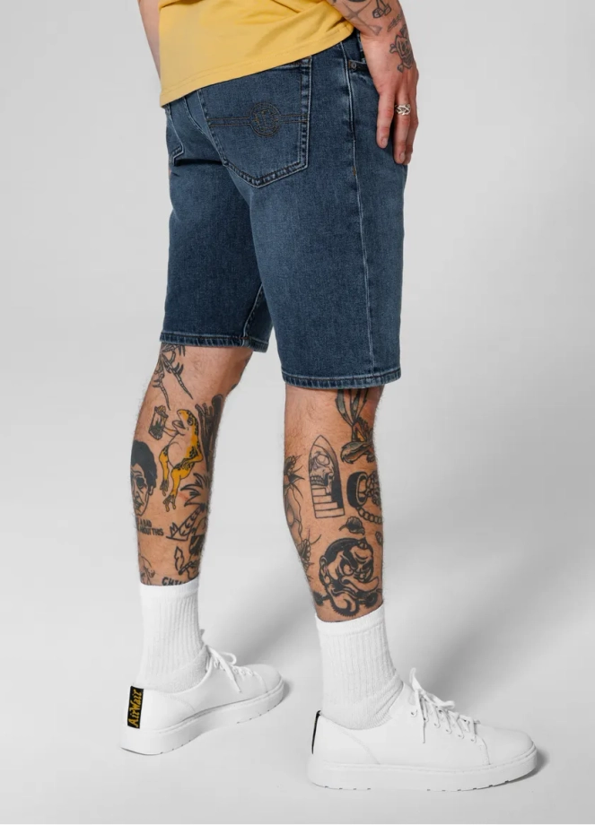 Spodenki szorty jeans męskie Pitbull Medium Wash Highlander niebieskie