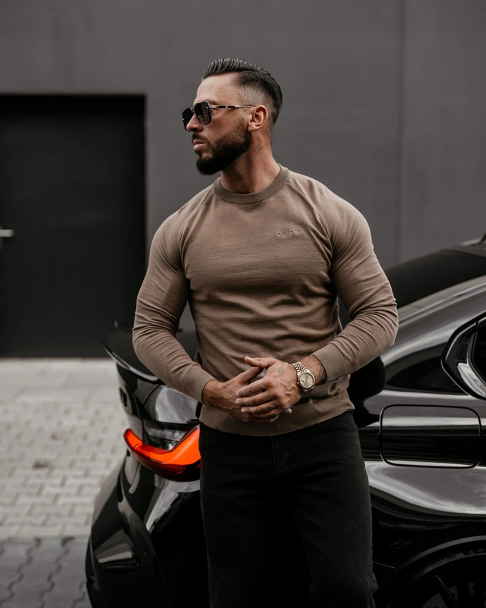 Sweter męski Olavoga Mew czekoladowy beż